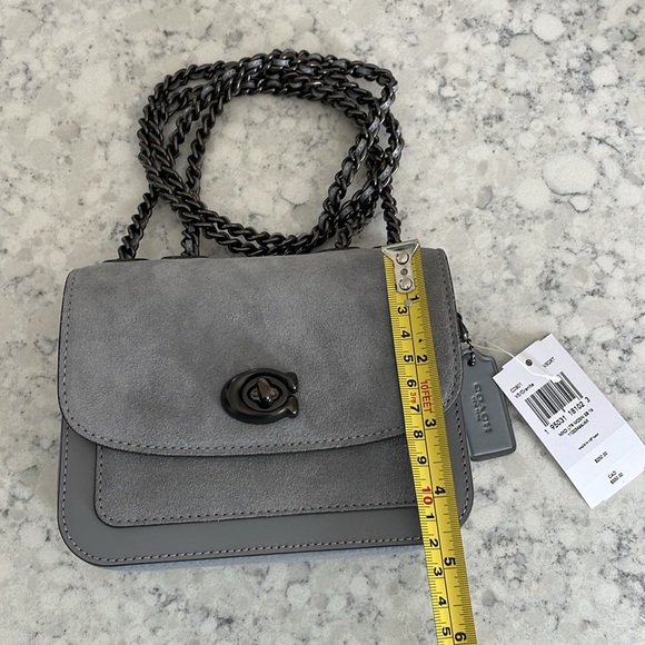 Gray Mini Coach Shoulder Bag with Adjustable Chain Strap - Picture 9 of 9